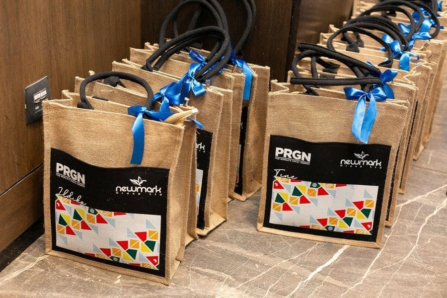 Branded PRGN Newmark tote bags