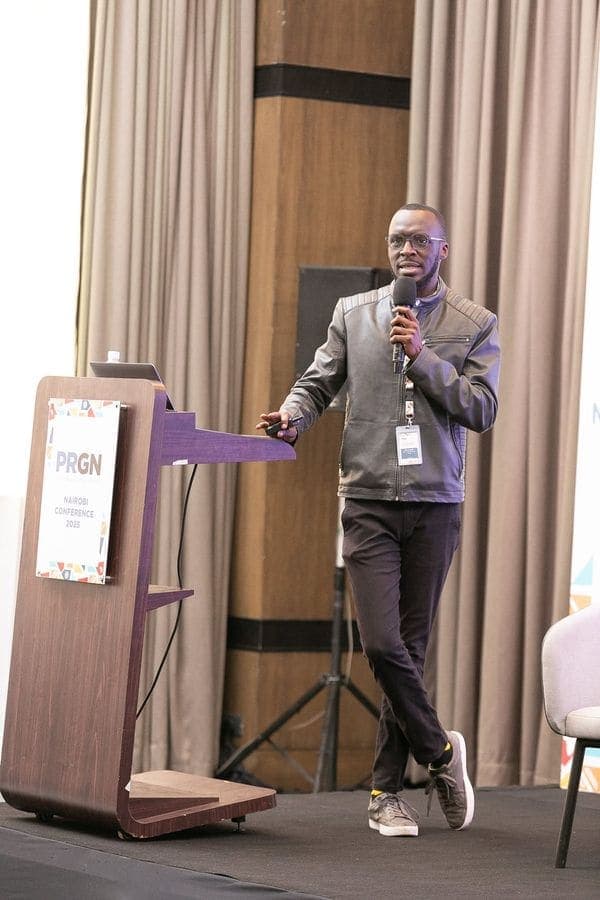 Speaker presenting at a lectern