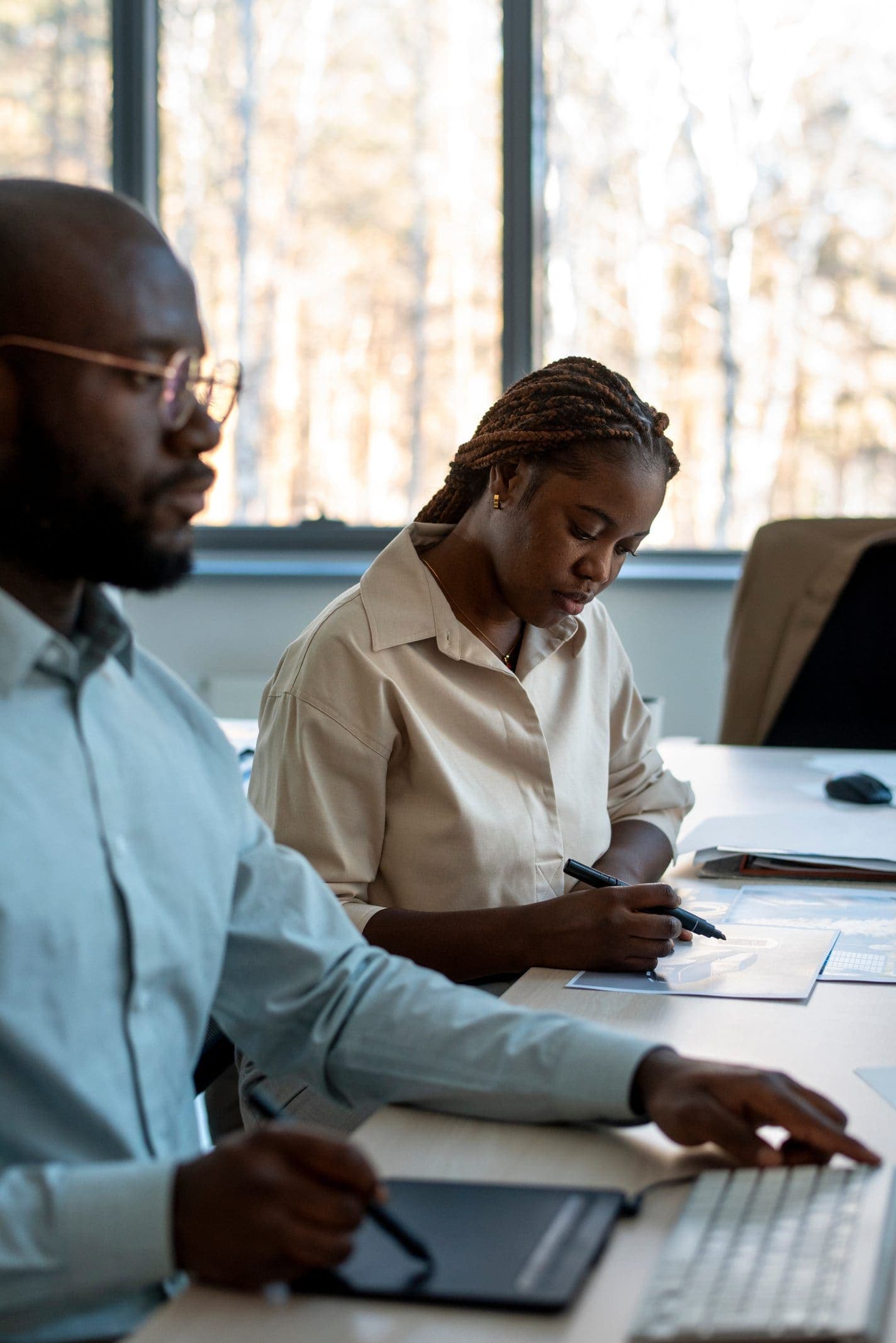 Colleagues working at a table